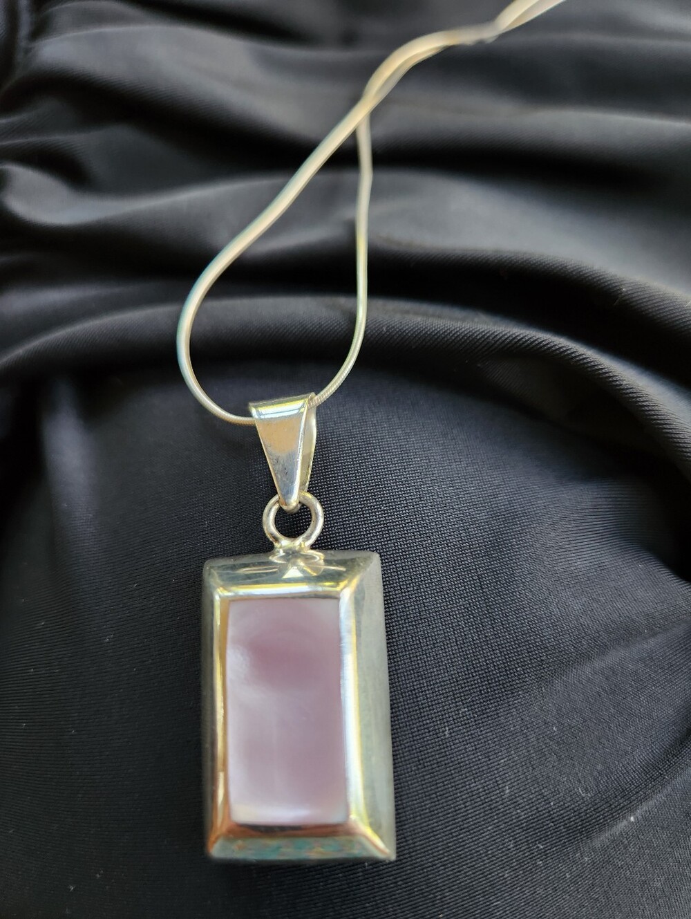 🔥925 Sterling Silver Round Omega Necklace w/Lavender Stone Pendant 925 Sterling